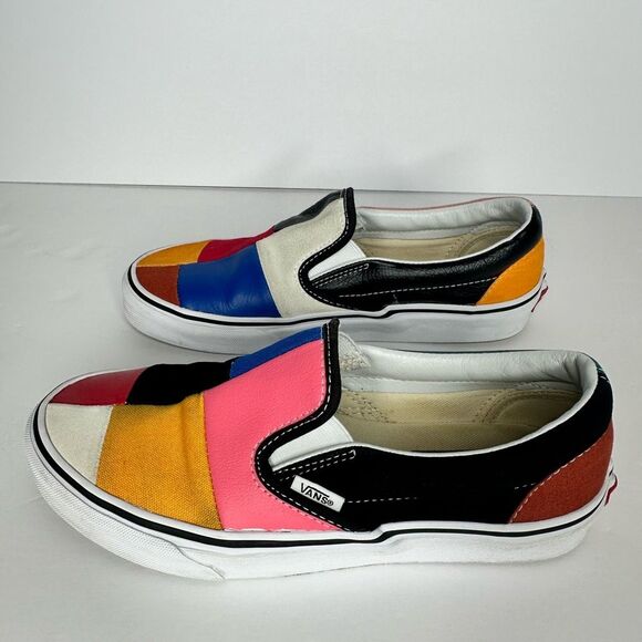VANS Classic Patchwork Leather & Canvas Slip-On Textile Sneakers | Size 8 - Picture 6 of 10